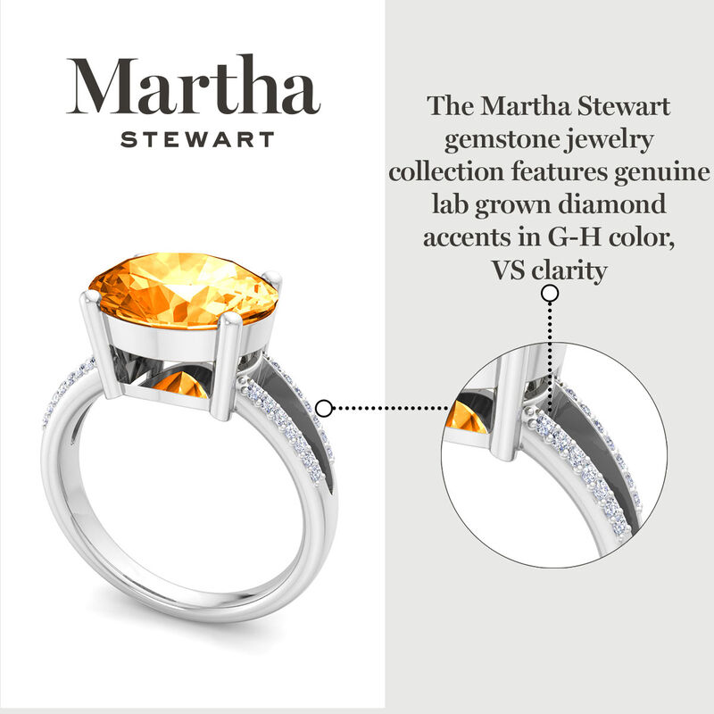 Martha Stewart 4 1/2ctw. Oval Citrine & Lab Grown Diamond Ring In Sterling Silver image number null